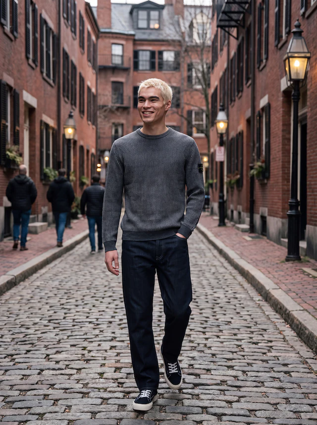 Jack & Jones Rundhalspullover »JJCLEVELAND KNIT CREW NECK« Materialmix, normal geschnitten