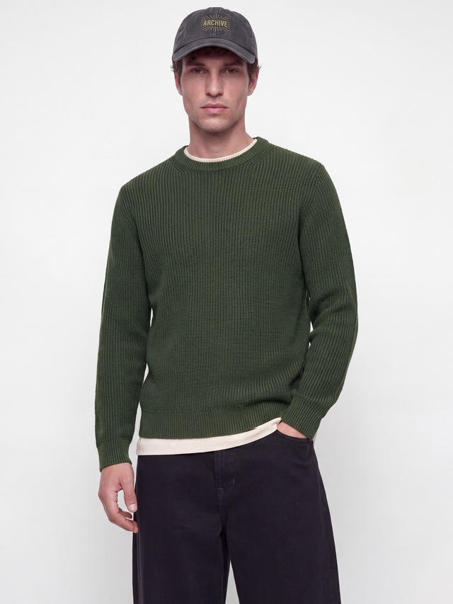Jack & Jones Rundhalspullover »JJCLEVELAND KNIT CREW NECK« Materialmix, normal geschnitten