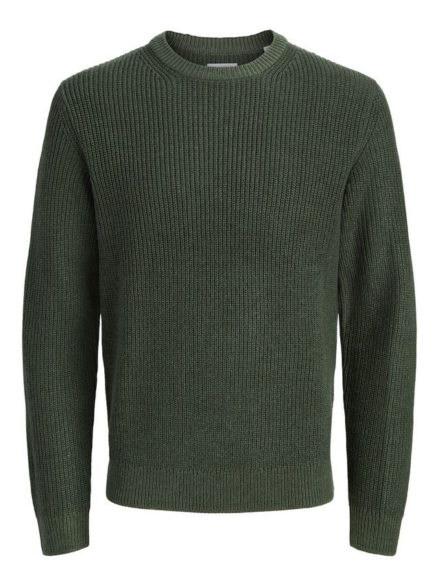 Jack & Jones Rundhalspullover »JJCLEVELAND KNIT CREW NECK« Materialmix, normal geschnitten