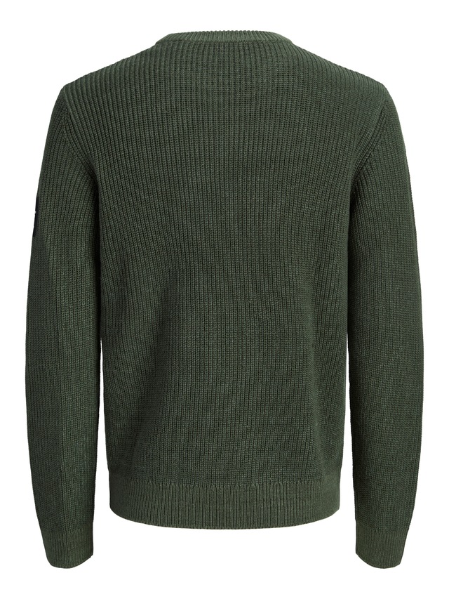 Jack & Jones Rundhalspullover »JJCLEVELAND KNIT CREW NECK« Materialmix, normal geschnitten