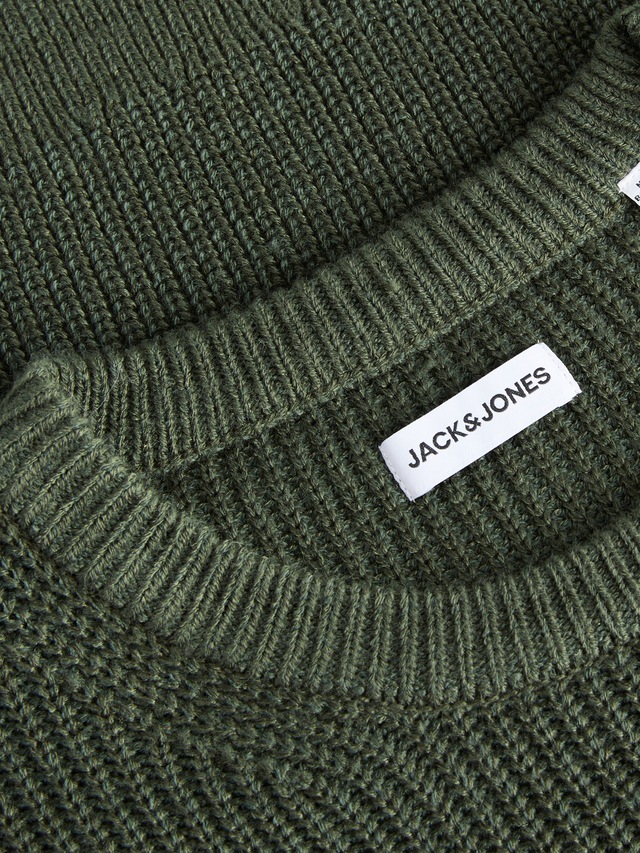 Jack & Jones Rundhalspullover »JJCLEVELAND KNIT CREW NECK« Materialmix, normal geschnitten