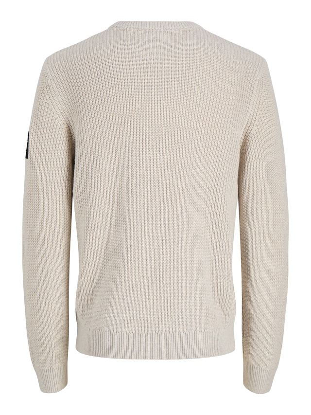 Jack & Jones Rundhalspullover »JJCLEVELAND KNIT CREW NECK« Materialmix, normal geschnitten