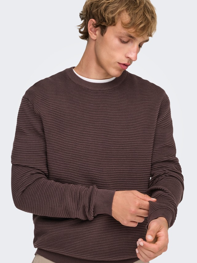 ONLY & SONS Rundhalspullover »ONSRON REG LS CREW NECK KNIT NOOS« Baumwolle, regular fit