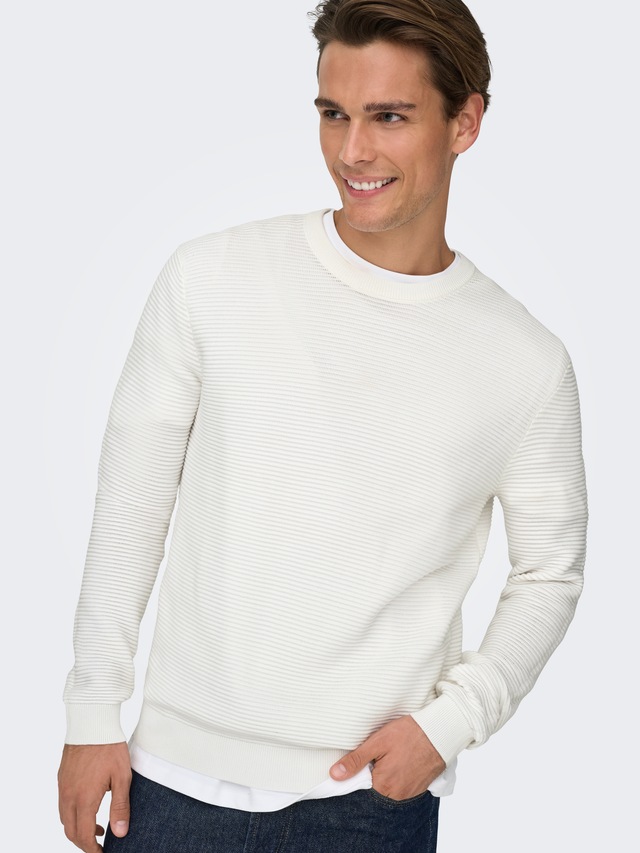 ONLY & SONS Rundhalspullover »ONSRON REG LS CREW NECK KNIT NOOS« Baumwolle, regular fit