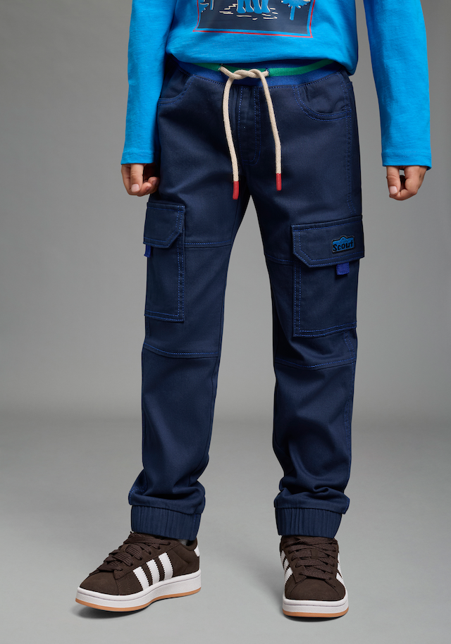 Scout Cargohose »Cargohose mit Ringelbündchen - NEU von SCOUT« Twillhose mit kontrastfarbigen Ripp-Bündchen, gerader Schnitt
