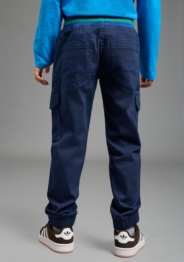 Scout Cargohose »Cargohose mit Ringelbündchen - NEU von SCOUT« Twillhose mit kontrastfarbigen Ripp-Bündchen, gerader Schnitt