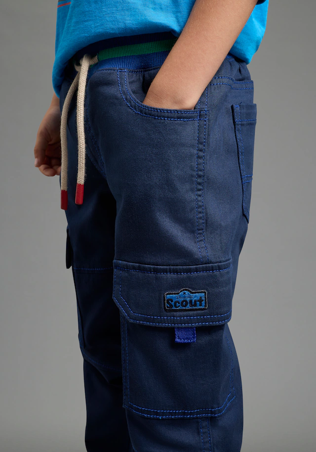 Scout Cargohose »Cargohose mit Ringelbündchen - NEU von SCOUT« Twillhose mit kontrastfarbigen Ripp-Bündchen, gerader Schnitt