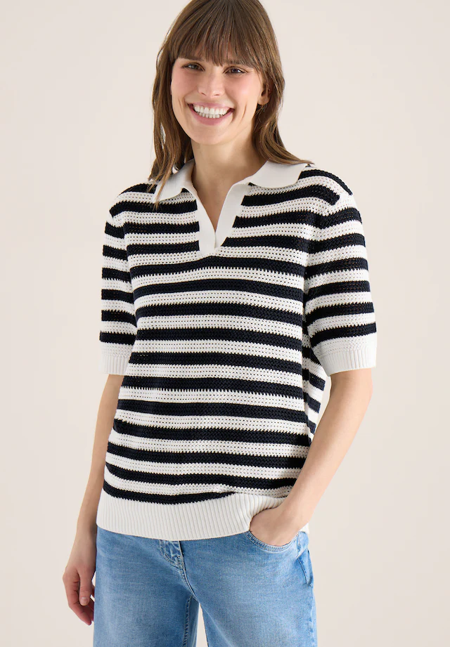 Cecil Kurzarmpullover in Mesh-Qualität