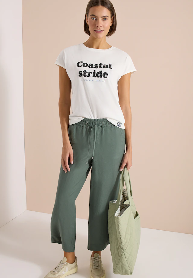 Cecil Kurzarmshirt Sommershirt mit Boatneck und Wording Print