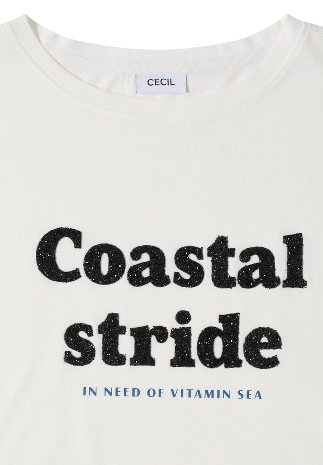 Cecil Kurzarmshirt Sommershirt mit Boatneck und Wording Print