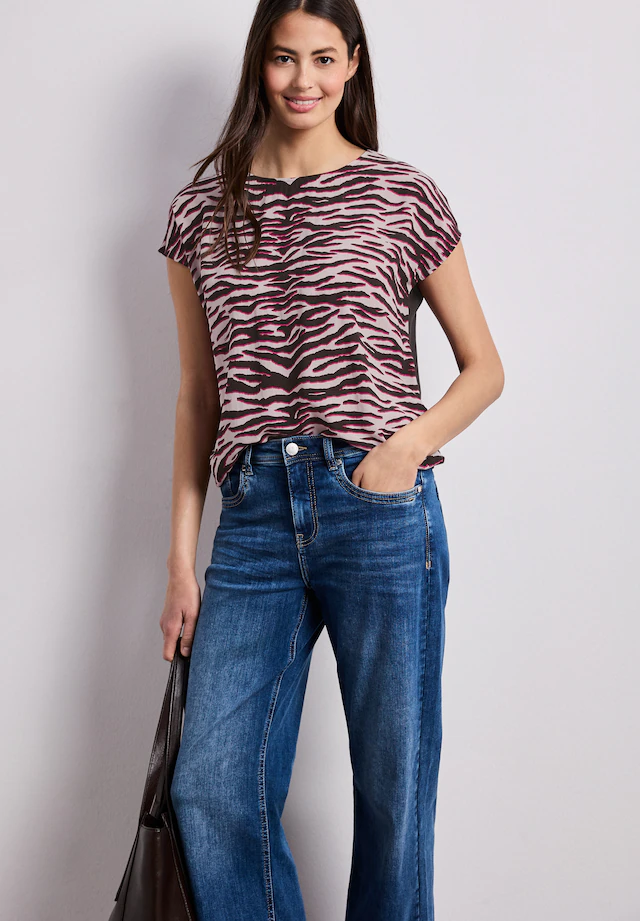 STREET ONE Shirttop Sommershirt mit Front im Animal-Look