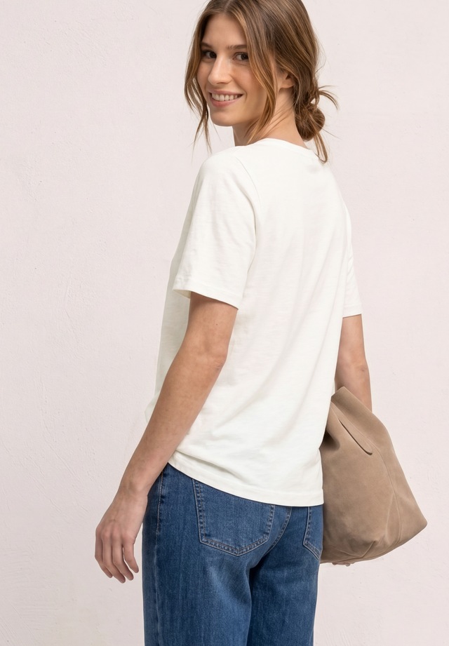 STREET ONE Kurzarmshirt Sommershirt mit Rundhals und Schmucksteinen