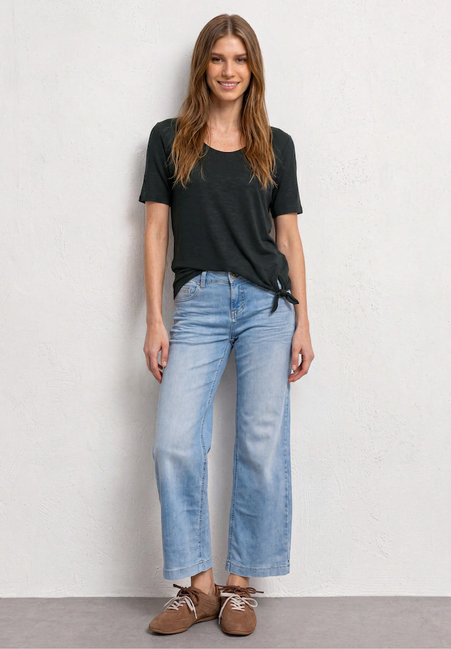 STREET ONE Kurzarmshirt Sommershirt mit Knotendetail