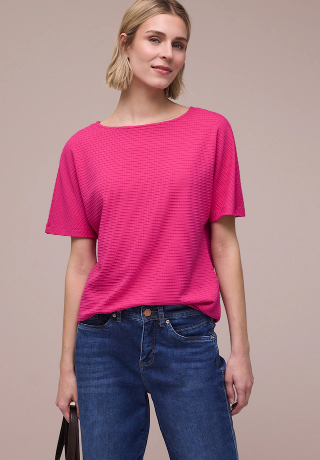 STREET ONE Kurzarmshirt Sommershirt in Struktur-Optik