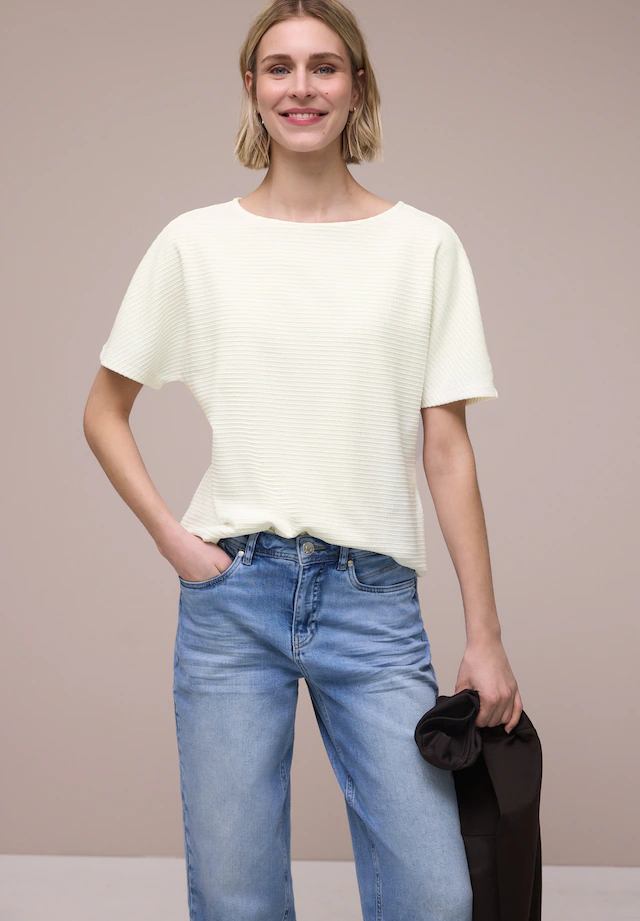 STREET ONE Kurzarmshirt Sommershirt in Struktur-Optik