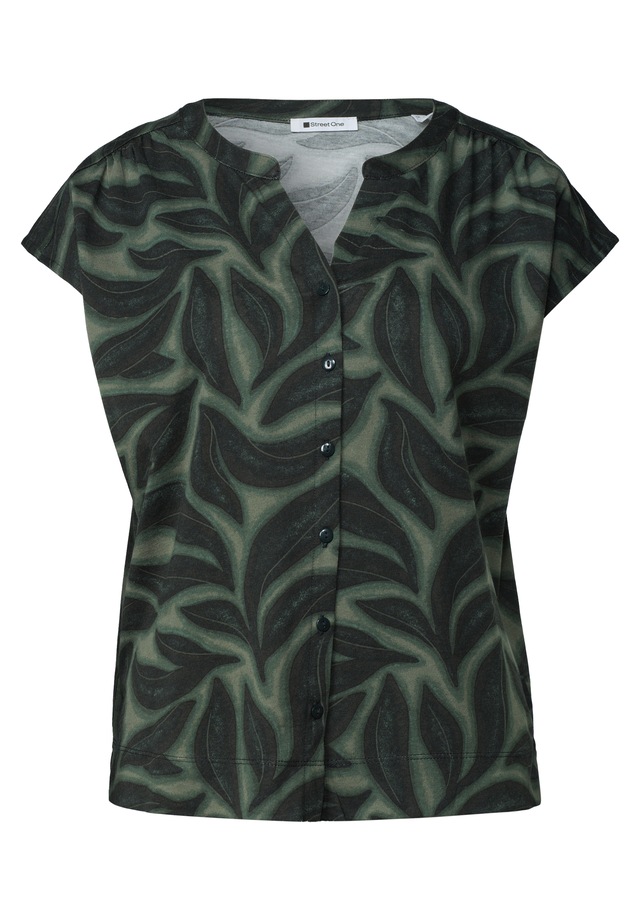 STREET ONE Shirttop Sommershirt im floralem Look und mit Knopfleiste