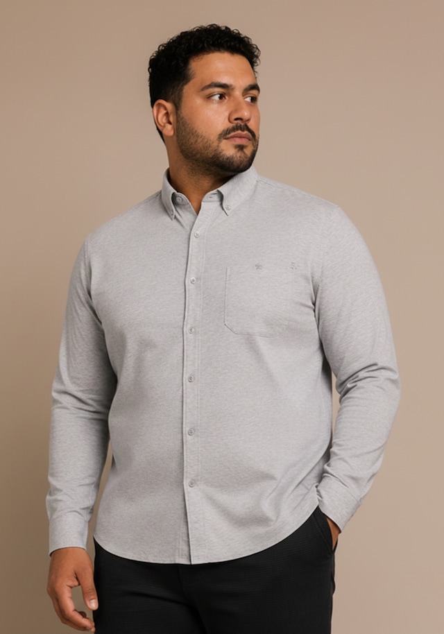Man's World Plus Langarmhemd »aus softem Baumwoll-Jersey« Regular Fit, Maximaler Komfort, zeitloser Hemdenstil