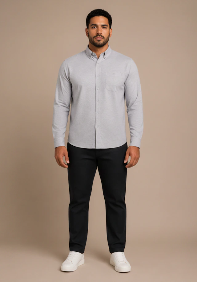 Man's World Plus Langarmhemd »aus softem Baumwoll-Jersey« Regular Fit, Maximaler Komfort, zeitloser Hemdenstil