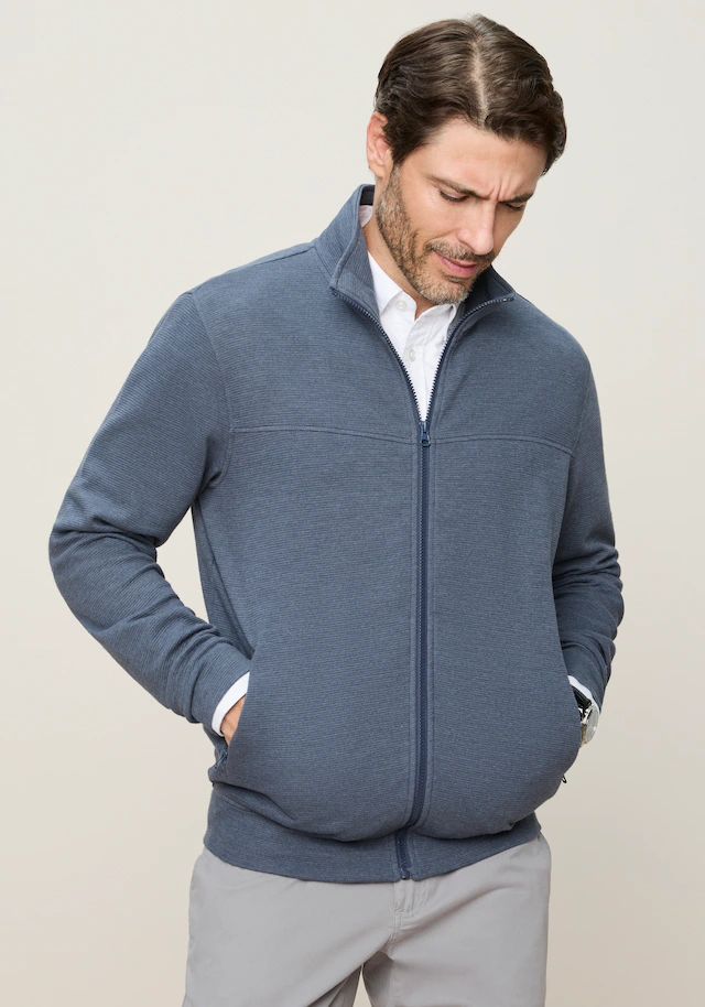 Man's World Sweatjacke mit hochschließendem Kragen, markante Querteilungsnaht