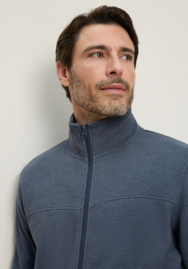 Man's World Sweatjacke mit hochschließendem Kragen, markante Querteilungsnaht