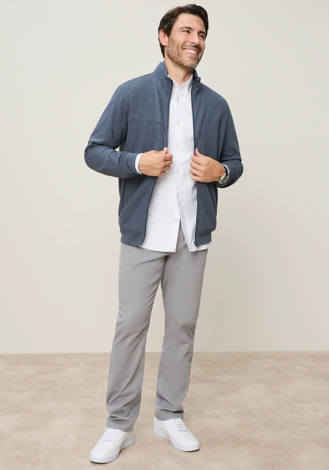 Man's World Sweatjacke mit hochschließendem Kragen, markante Querteilungsnaht
