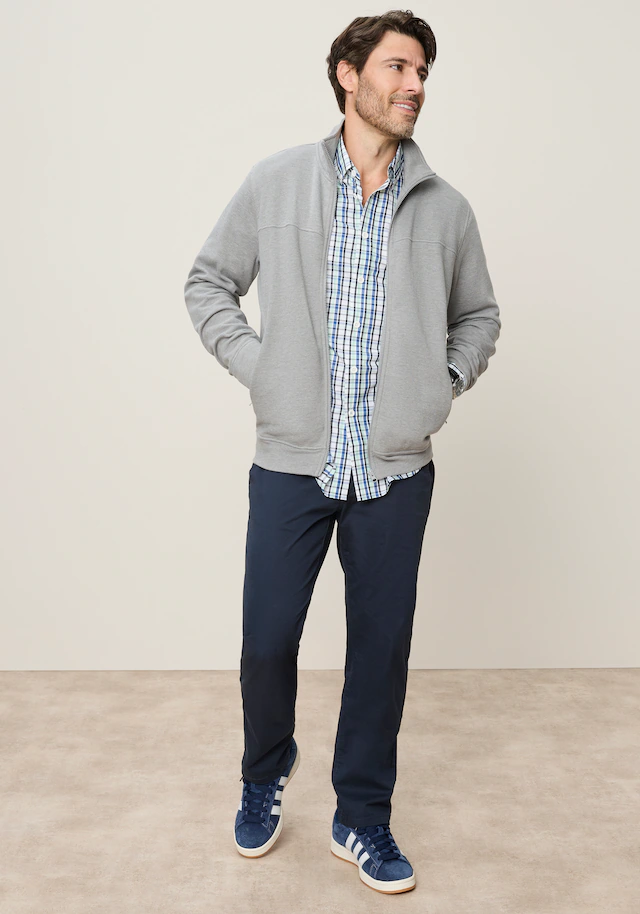 Man's World Sweatjacke mit hochschließendem Kragen, markante Querteilungsnaht