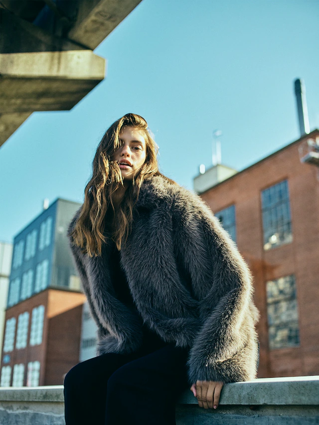 Noisy may Fellimitatjacke »NMEVIE L/S FUR JACKET NOOS« Polyester