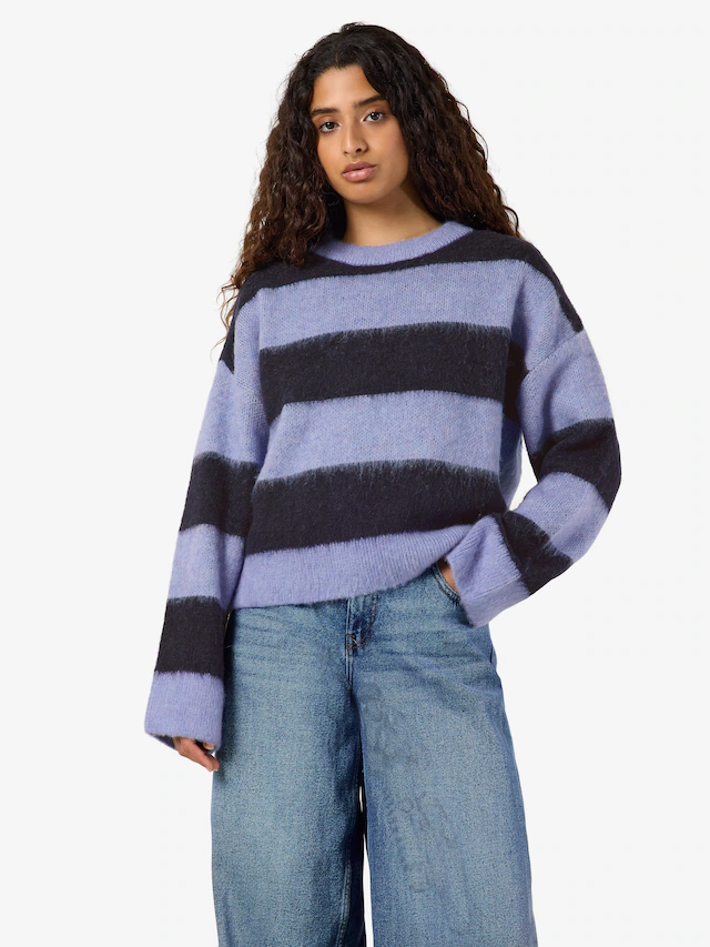Noisy may Strickpullover »NMSOFF L/S O-NECK KNIT NOOS« Materialmix, regular fit