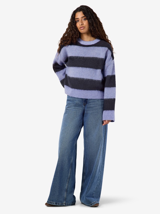 Noisy may Strickpullover »NMSOFF L/S O-NECK KNIT NOOS« Materialmix, regular fit