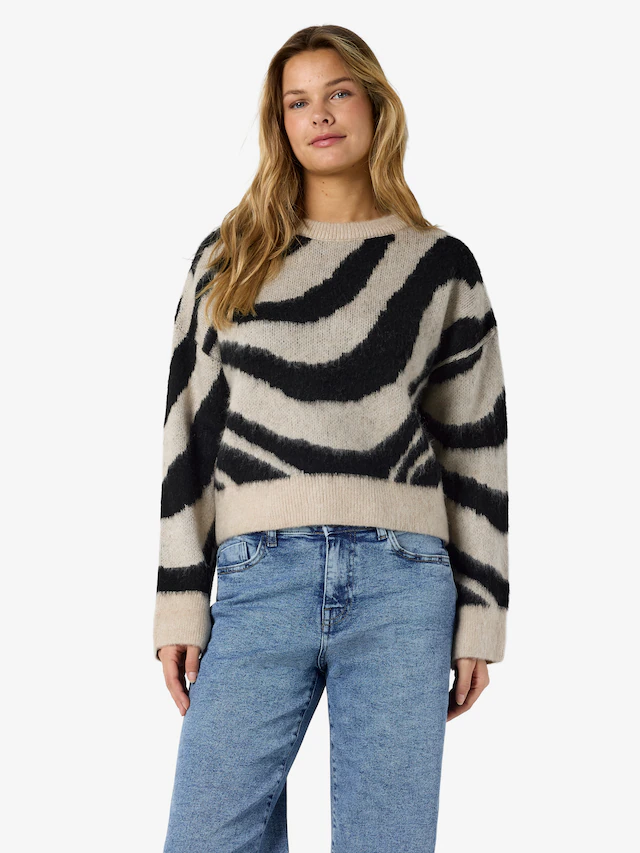 Noisy may Strickpullover »NMSOFF L/S O-NECK KNIT NOOS« Materialmix, regular fit