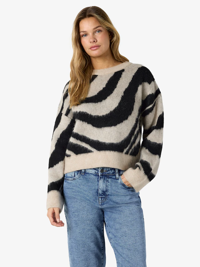 Noisy may Strickpullover »NMSOFF L/S O-NECK KNIT NOOS« Materialmix, regular fit