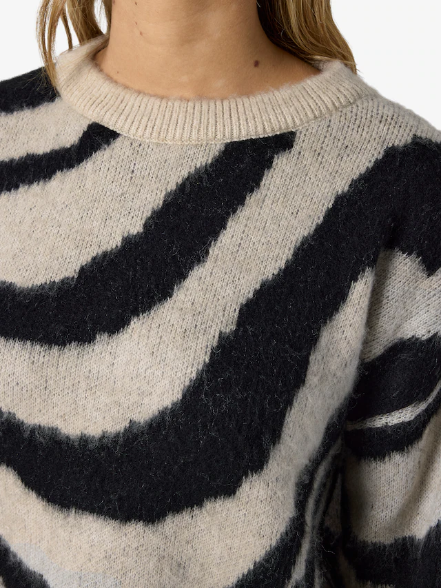 Noisy may Strickpullover »NMSOFF L/S O-NECK KNIT NOOS« Materialmix, regular fit