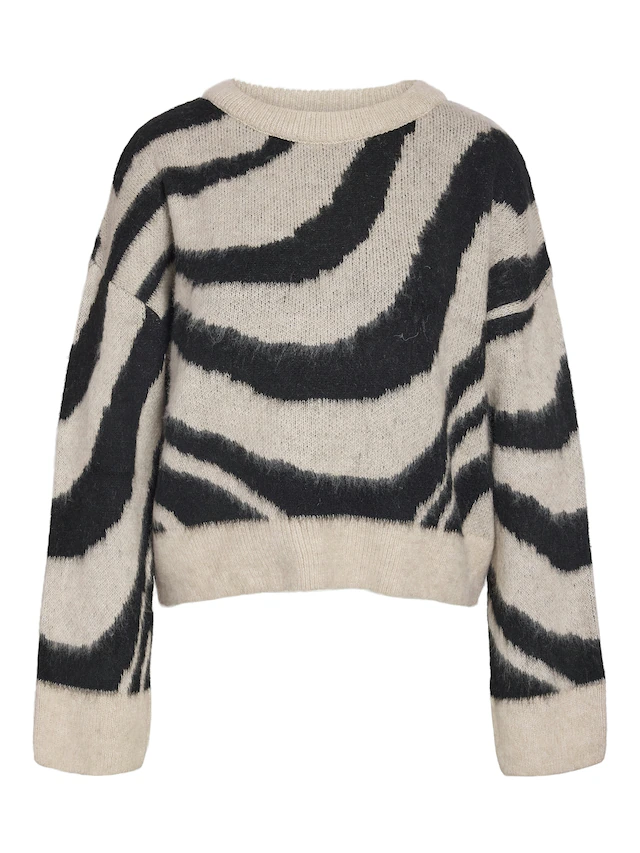 Noisy may Strickpullover »NMSOFF L/S O-NECK KNIT NOOS« Materialmix, regular fit