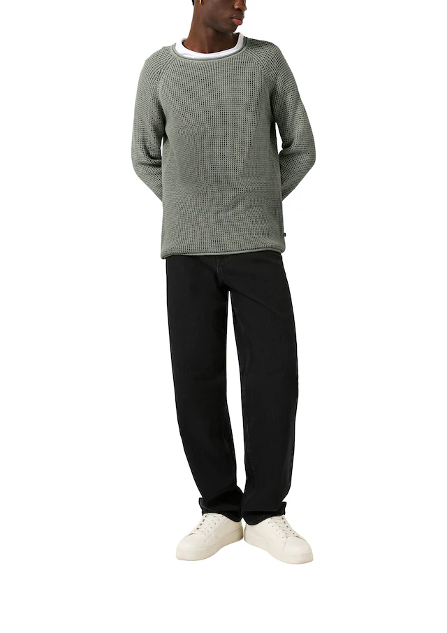 QS Strickpullover Winterpullover in Strick-Optik und Rundhals