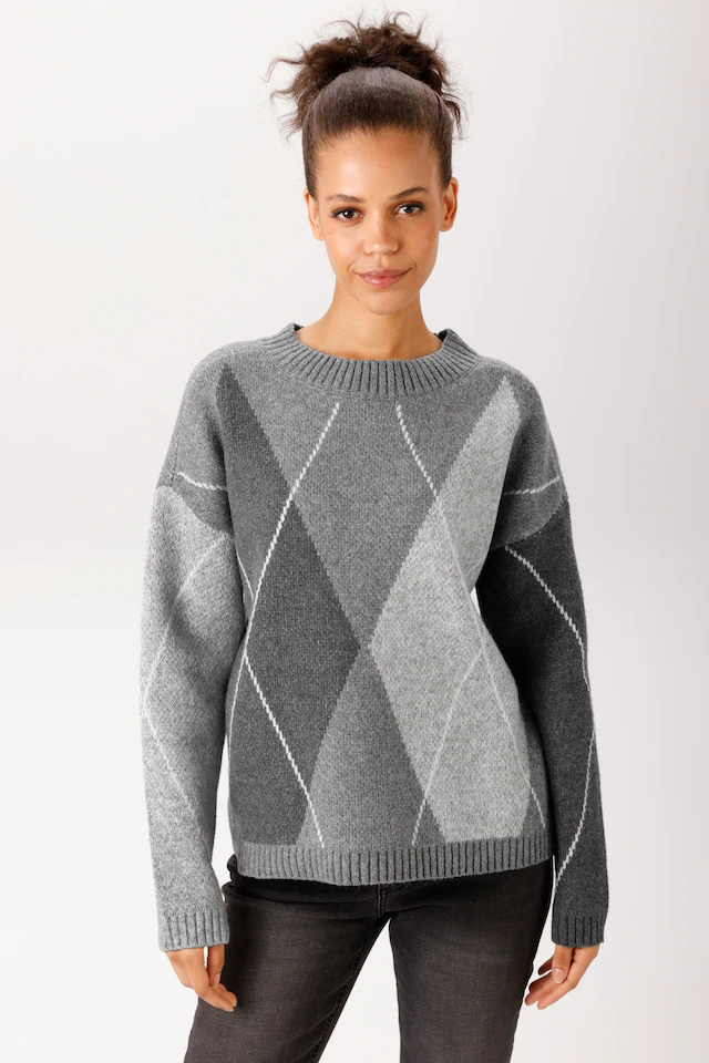 Aniston CASUAL Strickpullover mit großflächigem Rauten-Muster - NEUE KOLLEKTION