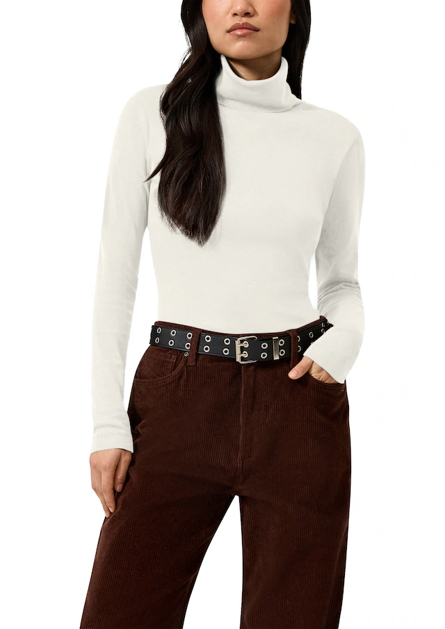 QS Rollkragenshirt Langarmshirt mit Rolli / Baumwolle