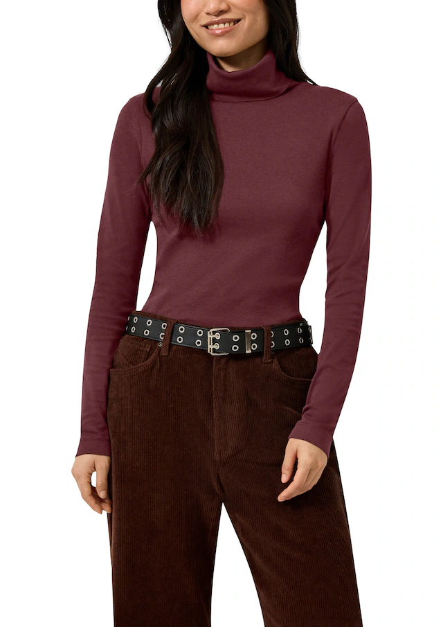 QS Rollkragenshirt Langarmshirt mit Rolli / Baumwolle