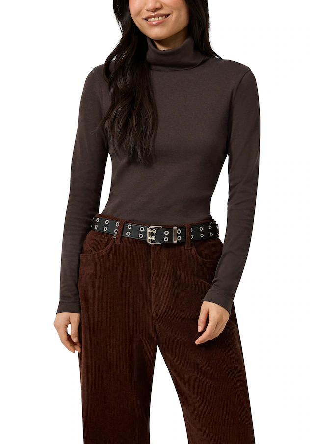 QS Rollkragenshirt Langarmshirt mit Rolli / Baumwolle