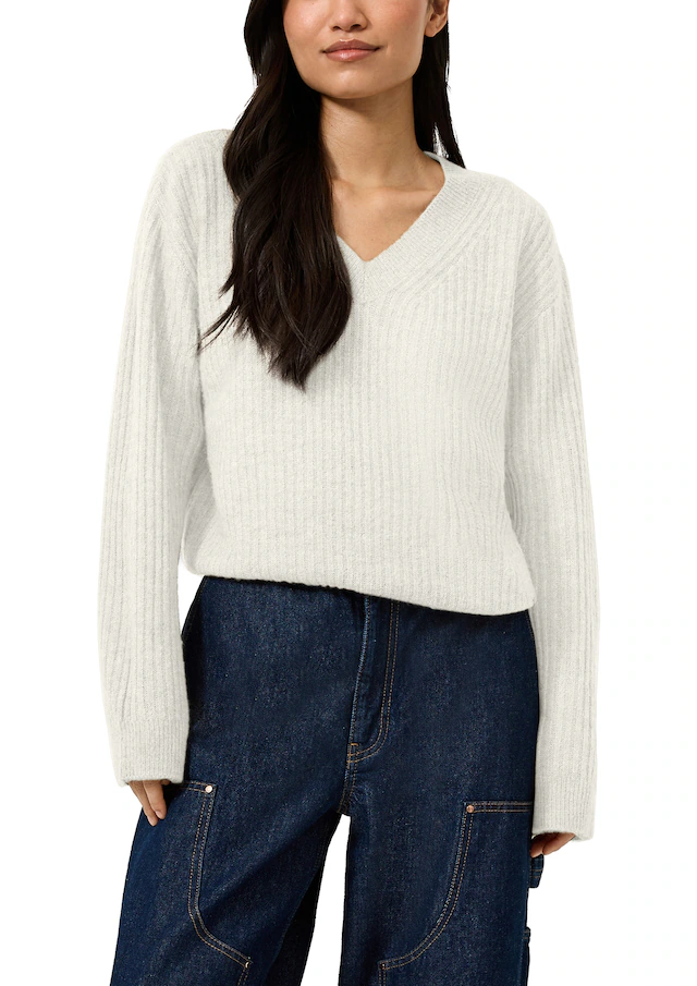 QS Strickpullover Winterpullover mit V-Ausschnitt