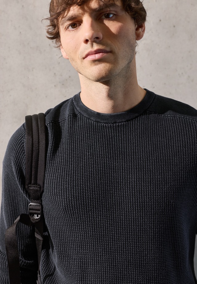 STREET ONE MEN Rundhalspullover aus reiner Baumwolle