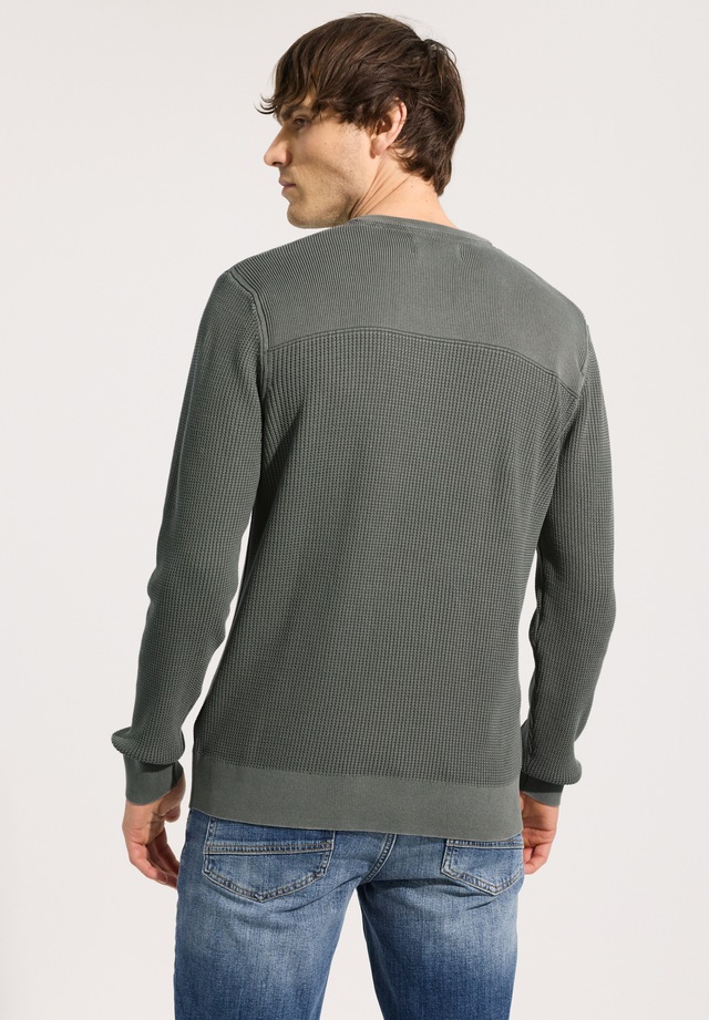 STREET ONE MEN Rundhalspullover aus reiner Baumwolle