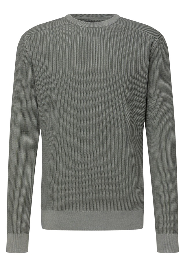STREET ONE MEN Rundhalspullover aus reiner Baumwolle