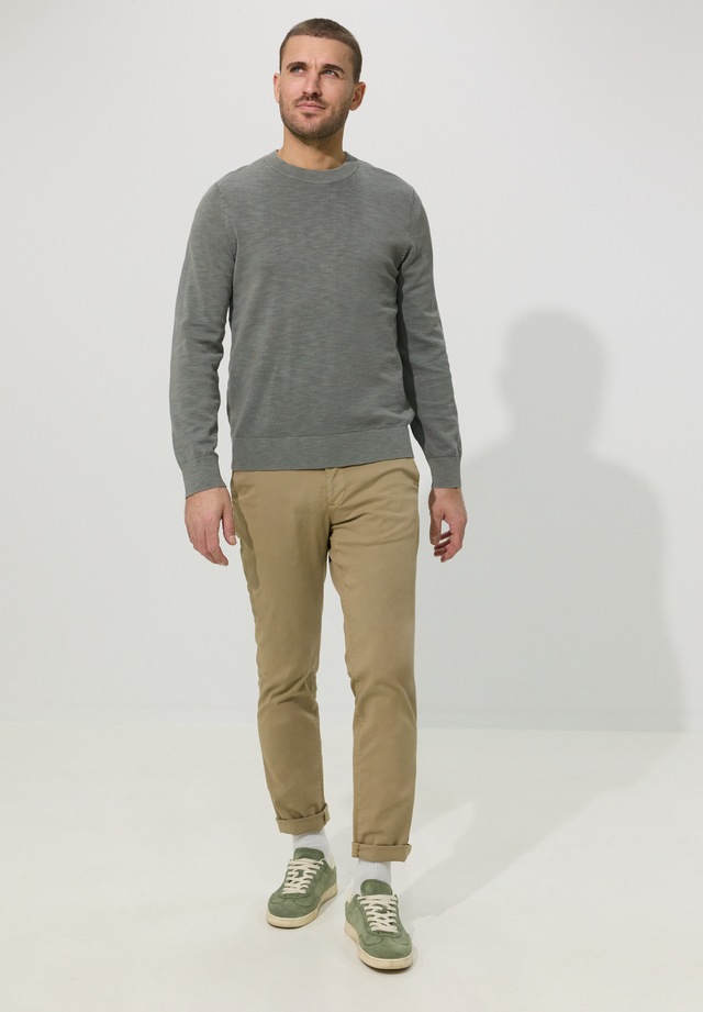 STREET ONE MEN Rundhalspullover aus reiner Baumwolle