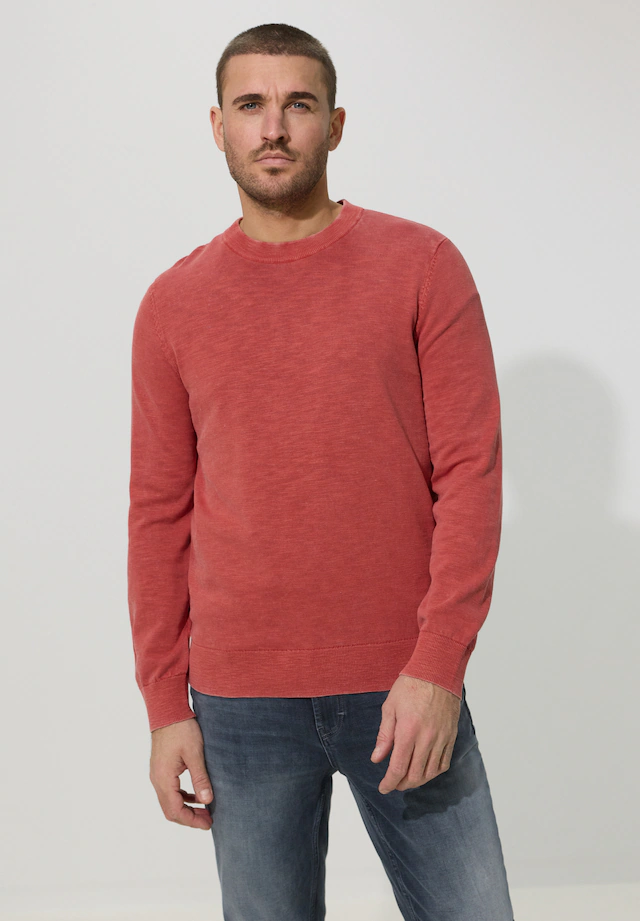 STREET ONE MEN Rundhalspullover aus reiner Baumwolle