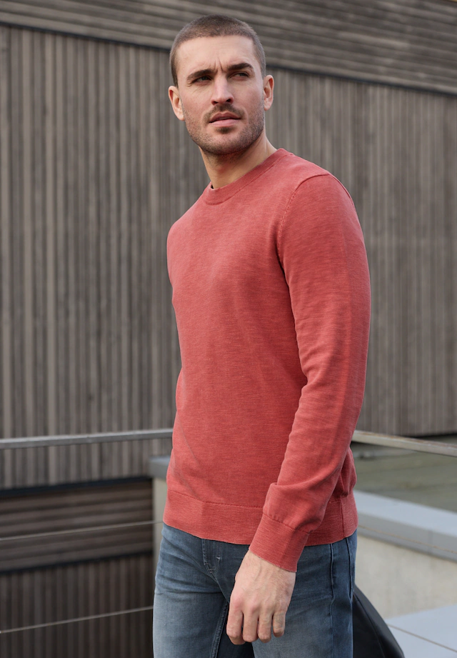 STREET ONE MEN Rundhalspullover aus reiner Baumwolle