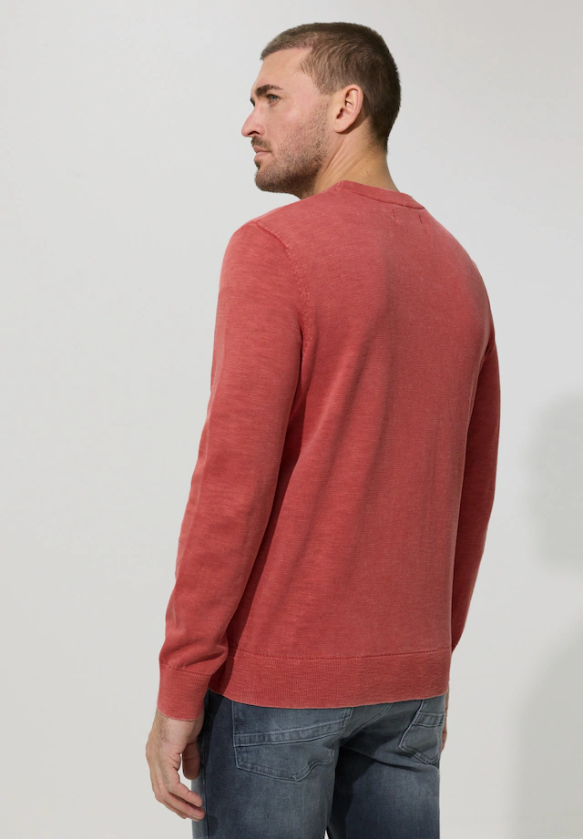 STREET ONE MEN Rundhalspullover aus reiner Baumwolle