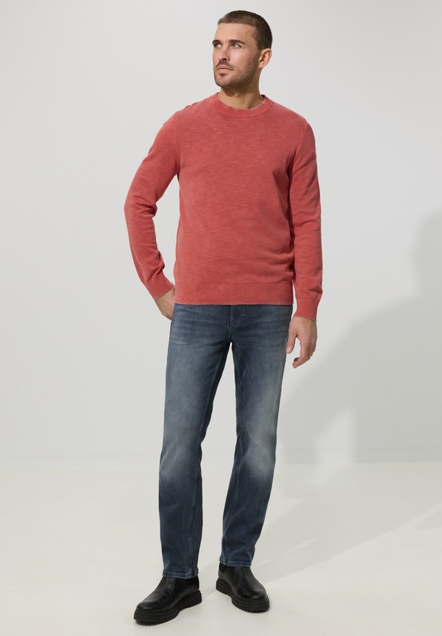 STREET ONE MEN Rundhalspullover aus reiner Baumwolle
