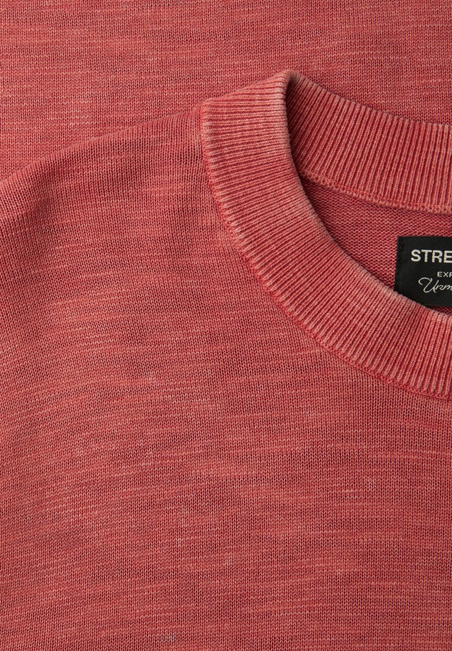 STREET ONE MEN Rundhalspullover aus reiner Baumwolle