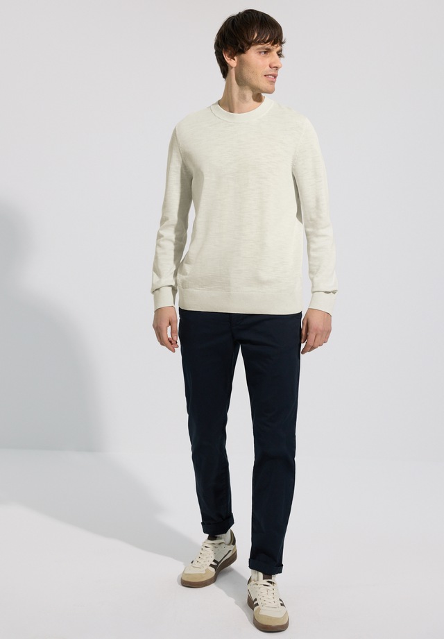 STREET ONE MEN Rundhalspullover aus reiner Baumwolle