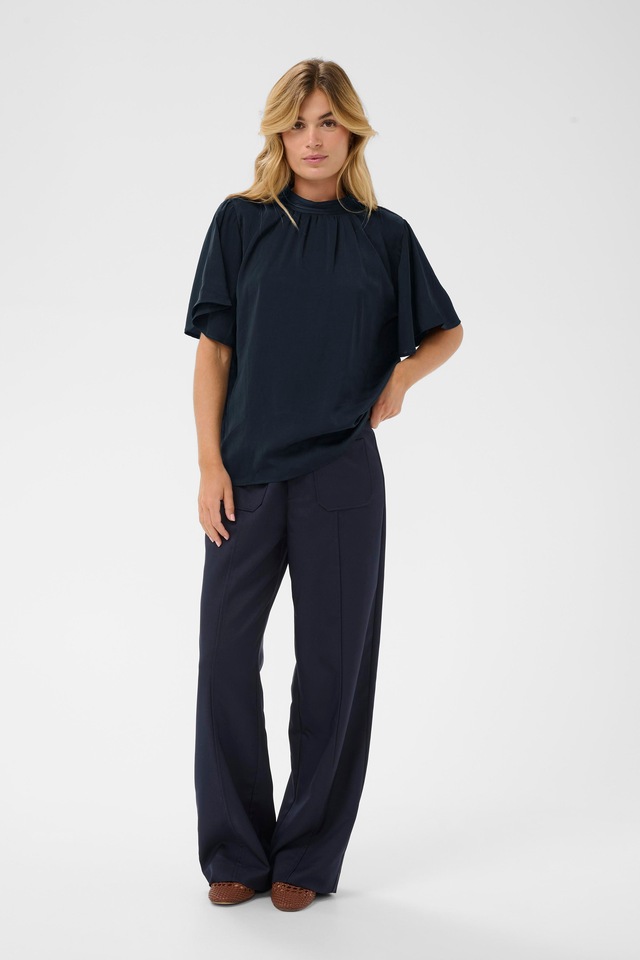 Saint Tropez Kurzarmbluse »AileenSZ Flared Blouse« Kunstfaser, Regular fit